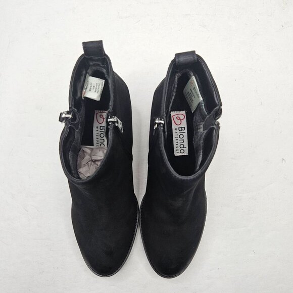 Blondo Waterproof Ankle Booties Size 9.5 Black Leather Western Block Heel Boots - Picture 2 of 12